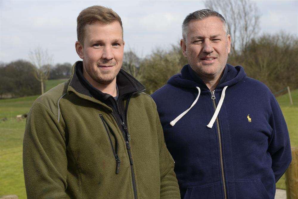 Head green keeper Sam Burton, left, with Mark Chilcott, right, co-owner of the new Kingsnorth Golf Club