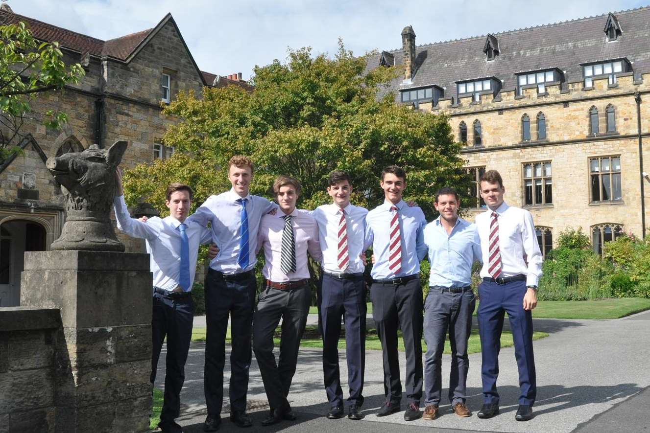 Students celebrate A-level success at Tonbridge School.