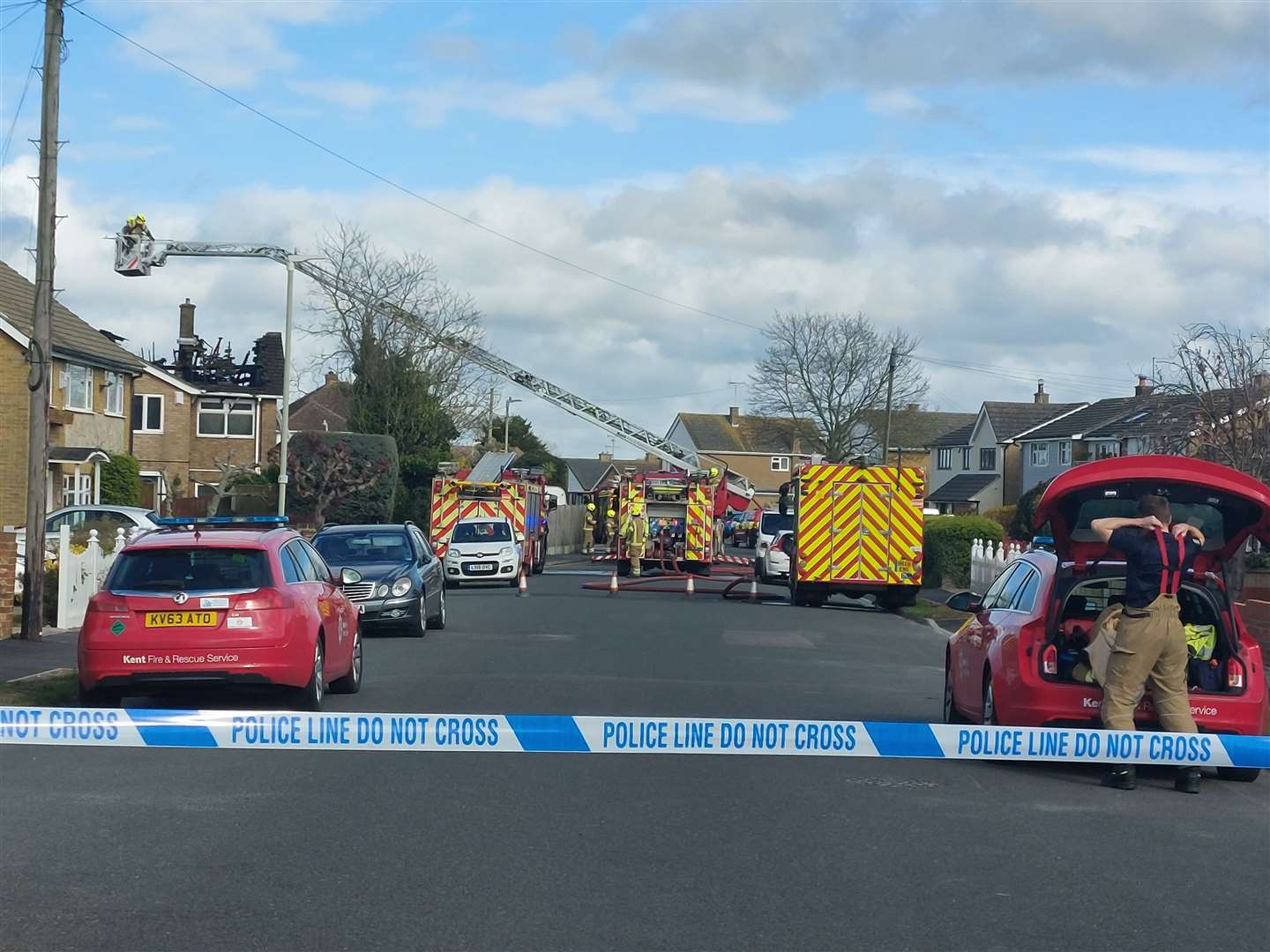 Emergency services are at the scene of the fire in Landon Road, Herne Bay