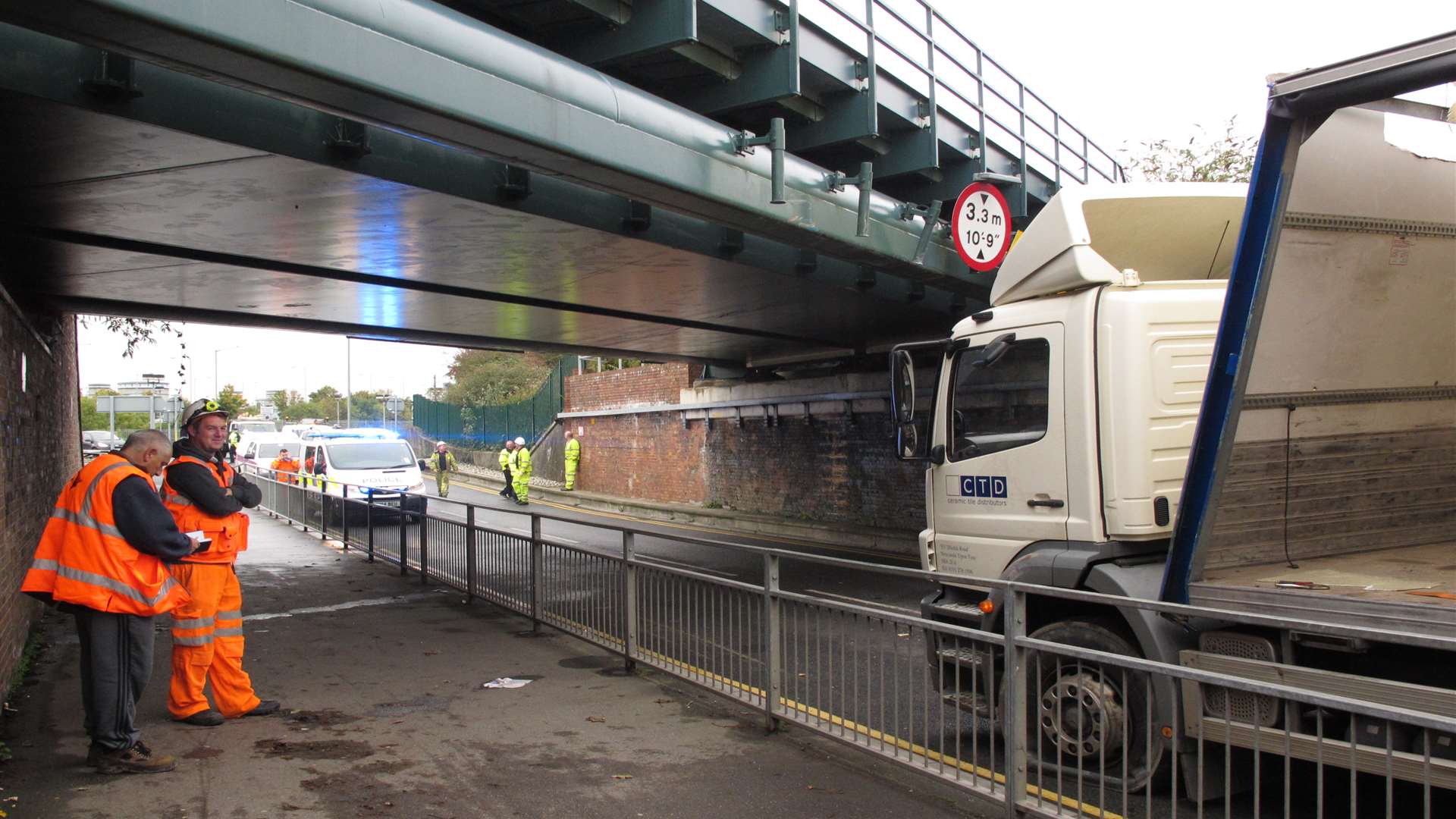 The lorry was badly damaged by the incident