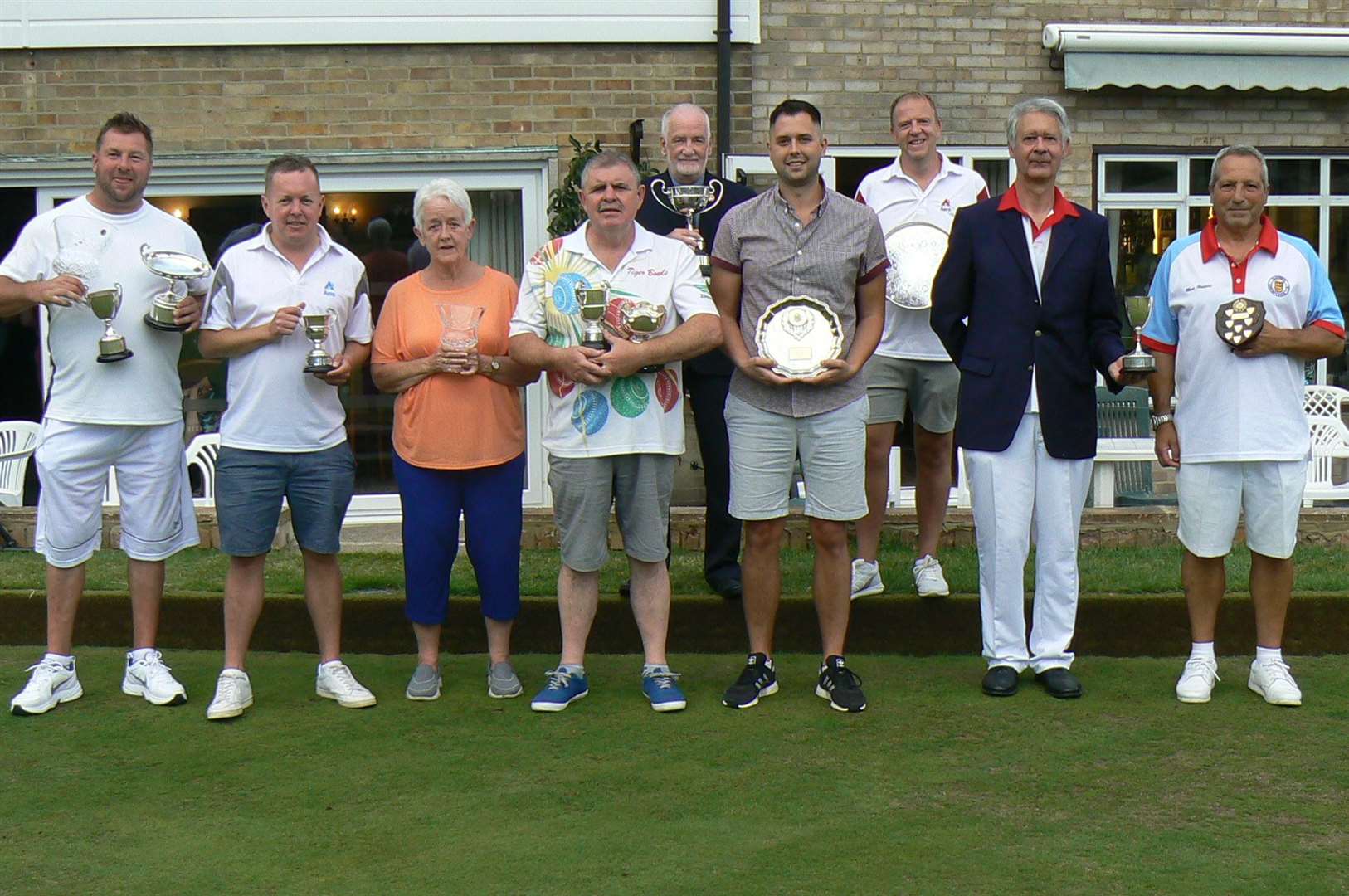 Sandwich Bowls Club's A Sheppard, S McCaughan, D Reeves, G Charlton, P Garforth, S Green, L Harron, A Tottenham and M Hassan. (42109464)