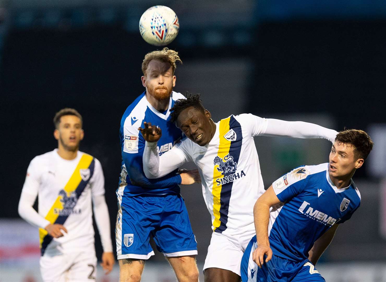 Connor Ogilvie clears from Oxford's Dan Agyei Picture: Ady Kerry