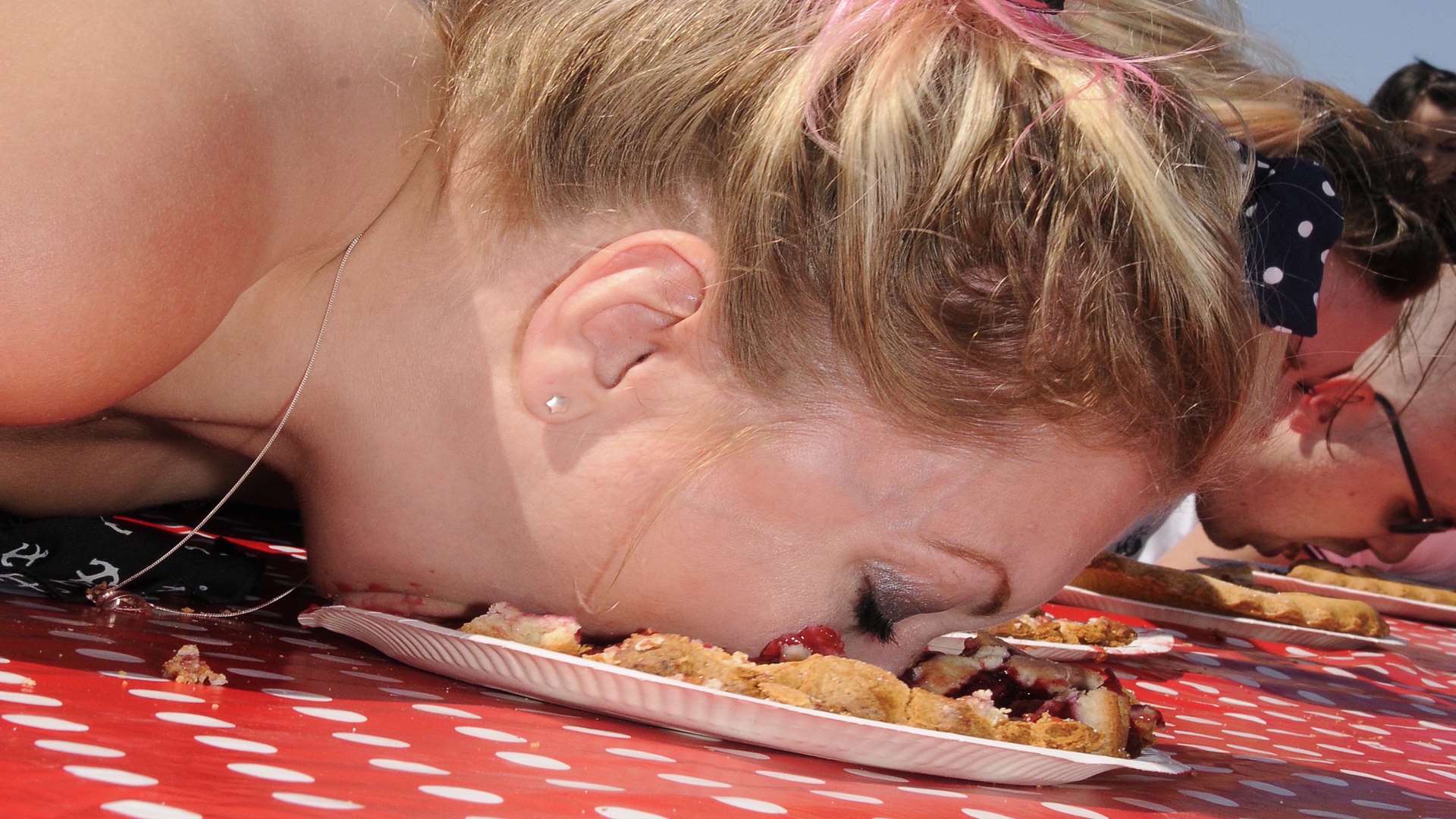 The cherry eating contest at Brogdale Picture: Barry Duffield