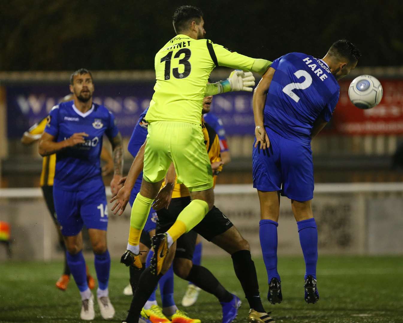 Defenders on alert in the penalty area Picture: Andy Jones