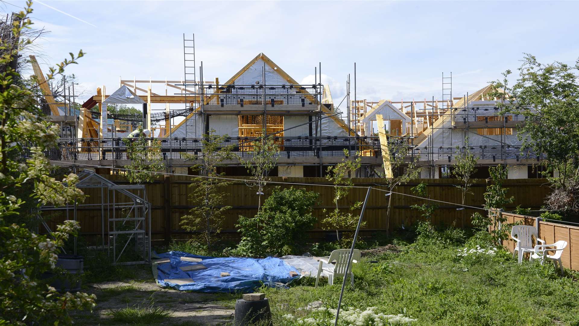 Graham Shepherd is unhappy with the new builds at the bottom of his garden at St Margaret's at Cliffe.