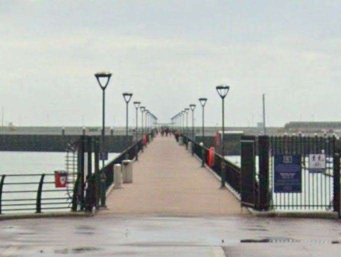 The woman was saved from going over the promenade pier at Dover. Picture: Google Maps