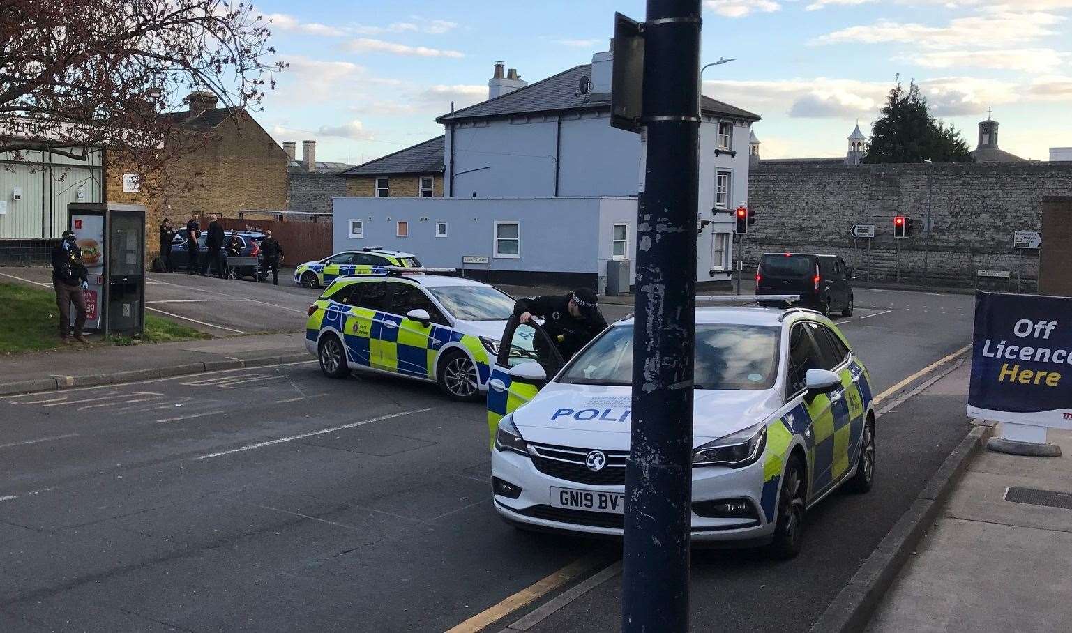 Police in Boxley Road at its junction with James Street