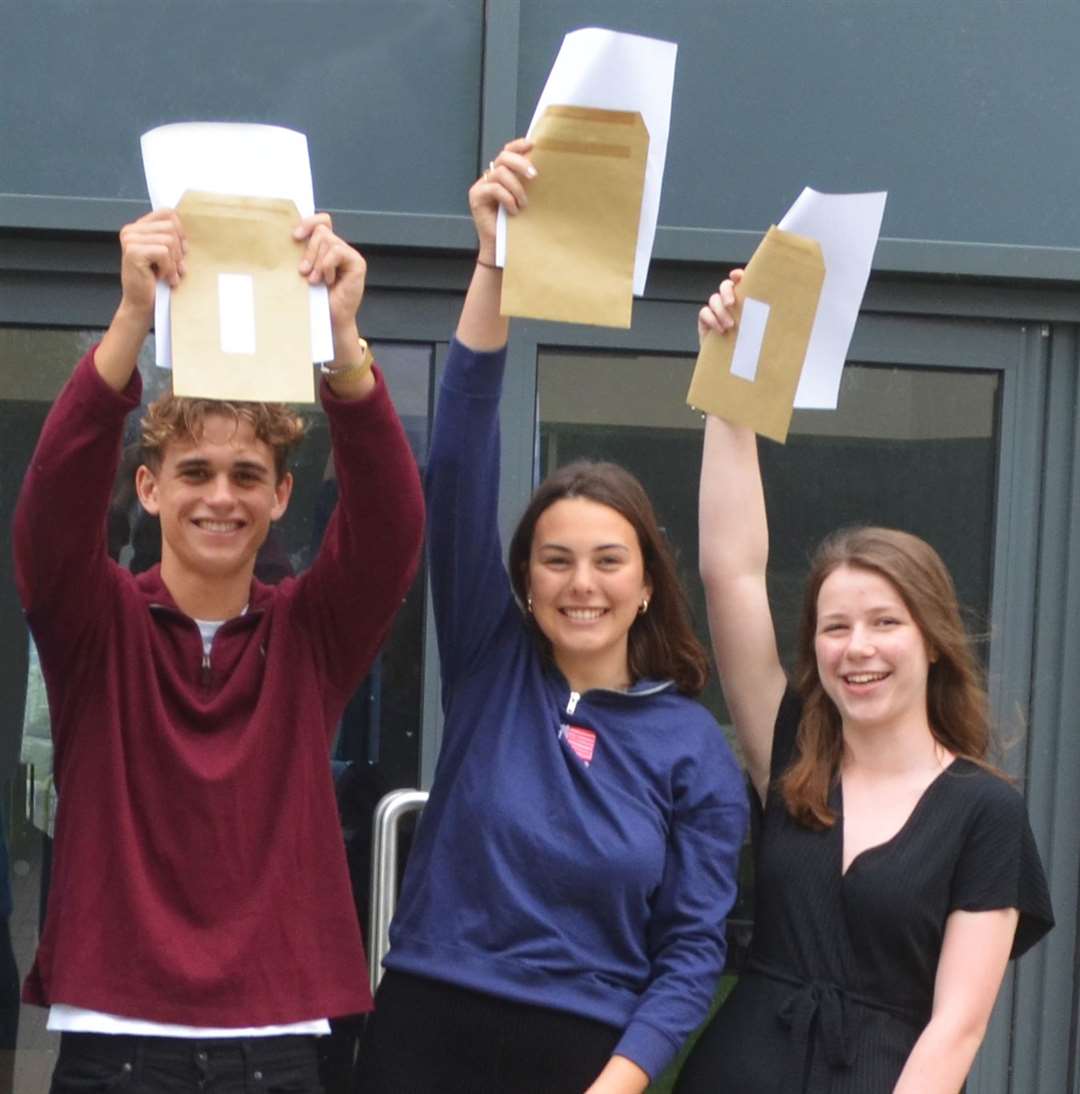 High flying students Sam Russell, Saskia De Giles andFiona Saunderson. Picture: Duke of York's Royal Military School