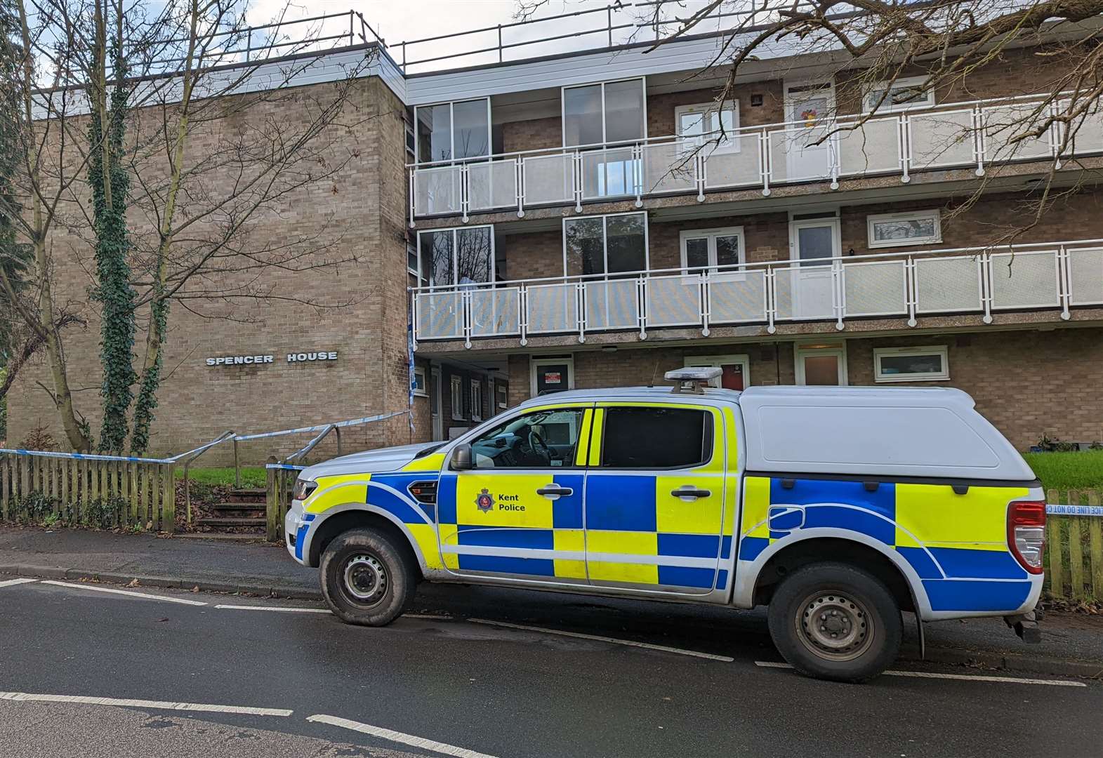 Police at the scene in Coolinge Lane, Folkestone at the time of the incident