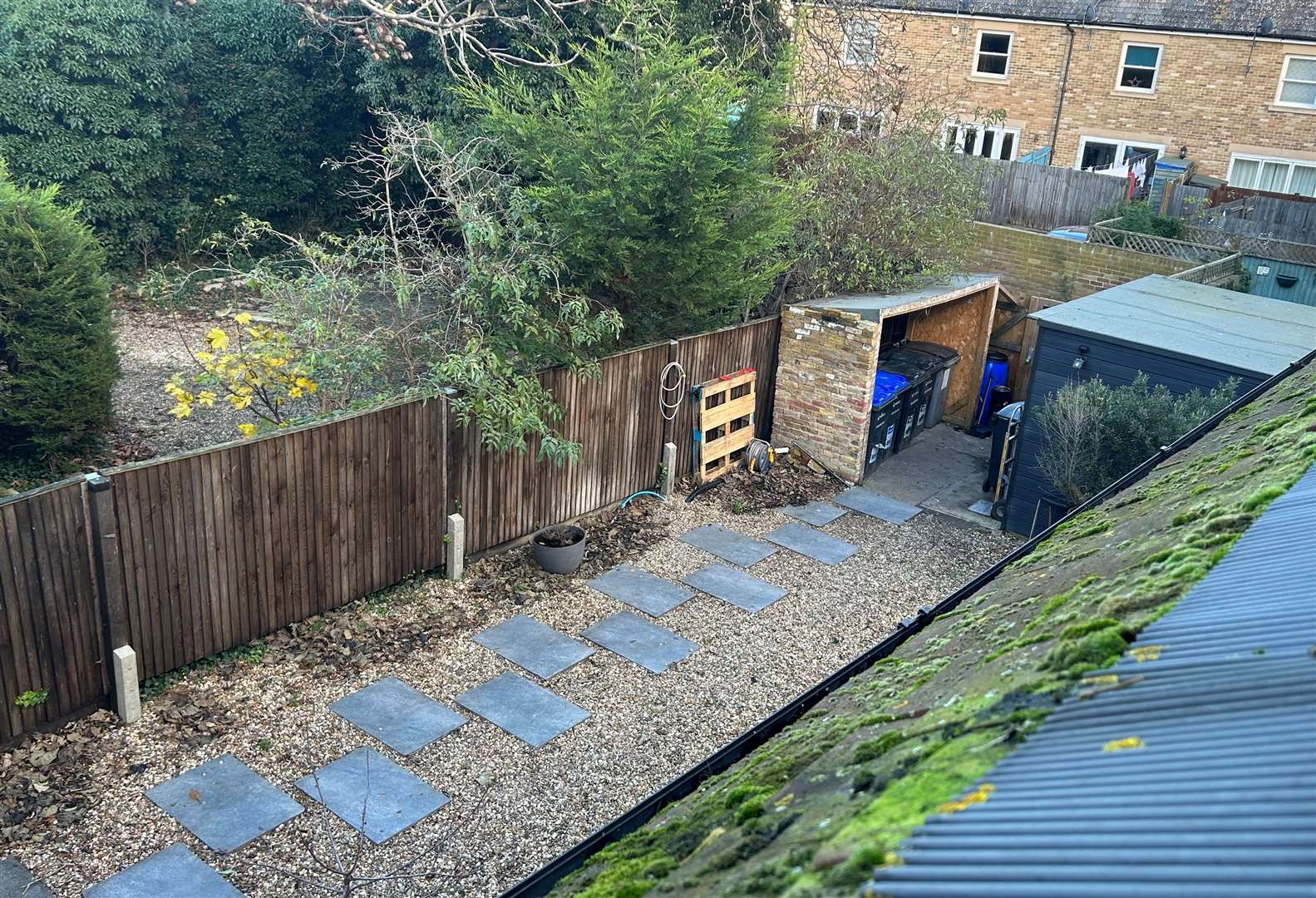 The bin storage near the back gate of A La Turka in Whitstable