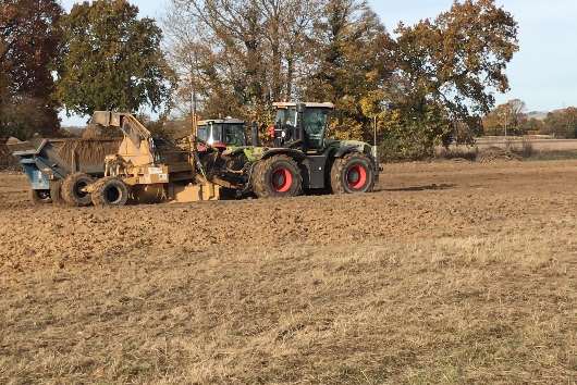 Tractors at work on the site in Marden