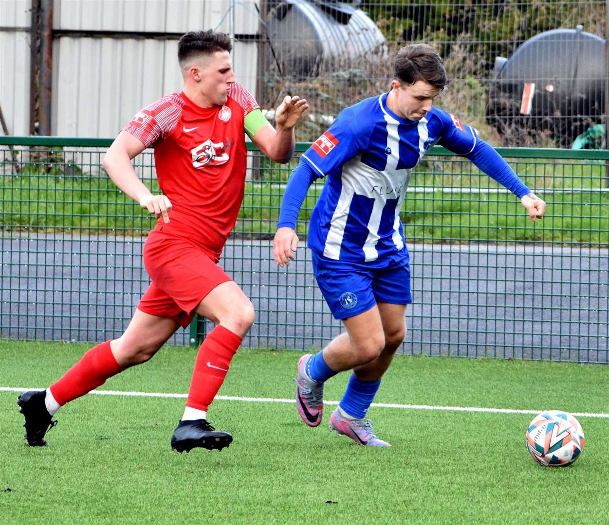 Hythe captain Liam Smith in action during the Cannons’ 2-1 win at Herne Bay. Picture: Randolph File