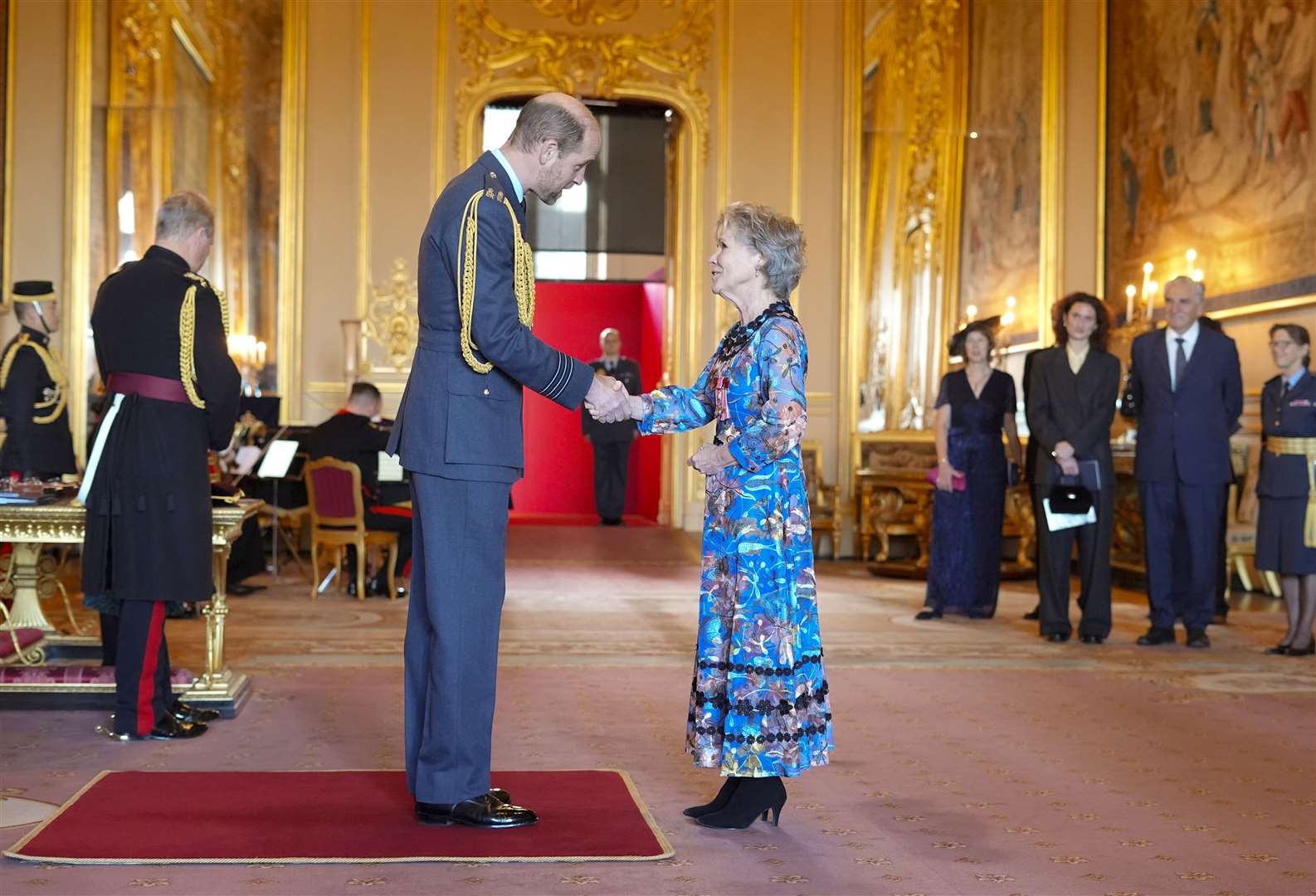 Dame Imelda chatted to William during the investiture ceremony at Windsor Castle (Jordan Pettitt/PA)