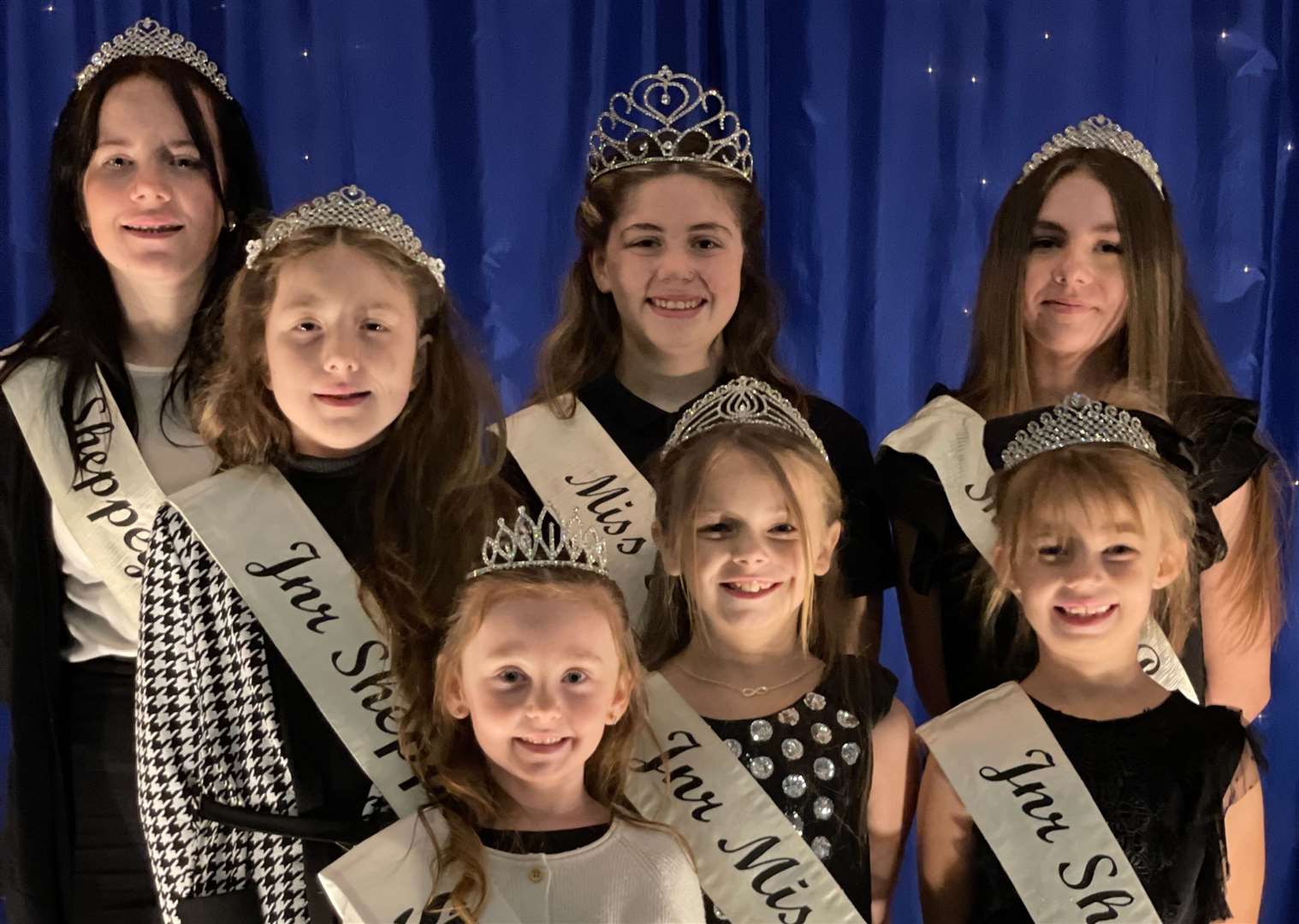 Ella Gun, back centre, and the other winning contestants at this year’s Miss Sheppey court selection finals