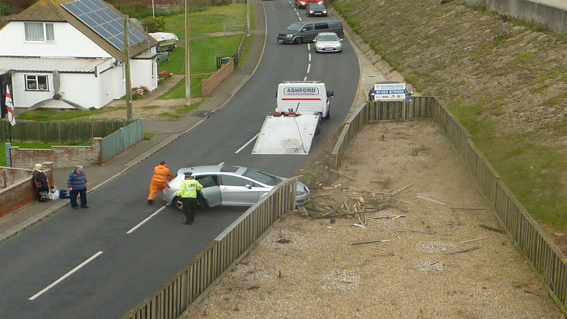 A crash outside Mr Ruddy's house