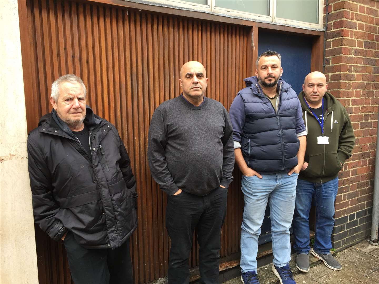 Among the concerned taxi drivers are, from left, Will Thomas, 59, Abe Housein, 58, Mustafa Ustabas, 42 and Mondi Asllanaj, 44