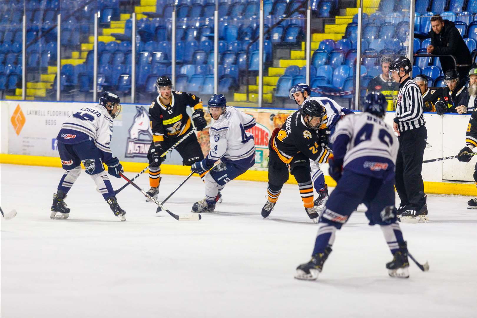 Face off action with Brandon Chard, Josh Condren, Ed Steadman and Matty Bell. Picture: David Trevallion