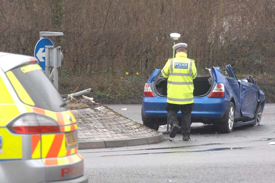 The scene at the Military Road following the crash