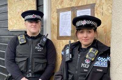 Police officers outside the flat near Wallis Avenue, Parkwood. Picture: Kent Police