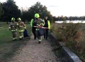 Fire crews were on the scene and helped pull a man's body out of river. Picture: Tyler Dockwray‏ @DockwrayTyler via Twitter