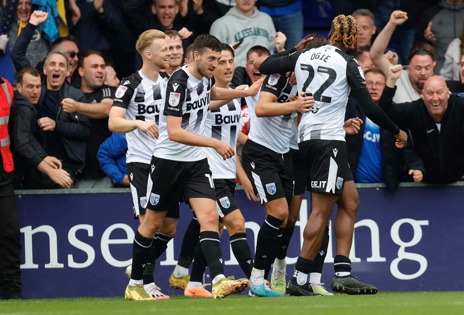 Gillingham score the winner at Stockport Picture: @Julian_KPI