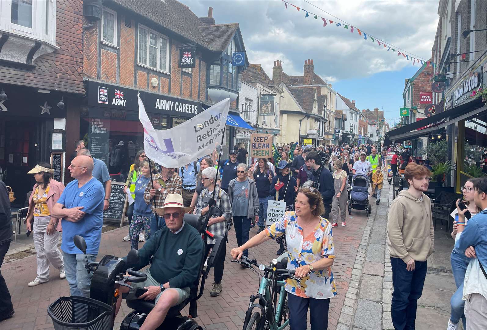 Save the Blean protesters marched through Canterbury to the University of Kent to demonstrate against 2,000 homes being built on land north of the city campus. Picture: Sally Smith