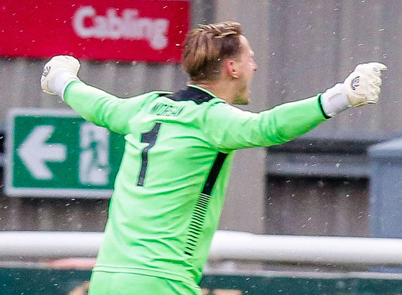 Stones keeper Lee Worgan is jubilant at the final whistle Picture: Matthew Walker