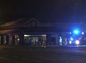 Fire brigade at the Lidl store in Ashford, 19 December 2016. Credit: Callum Tilbee