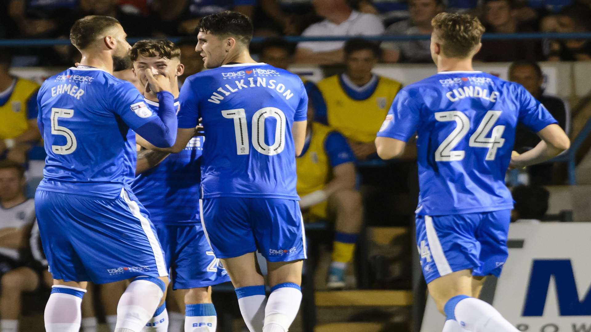 Gills celebrate their second goal against Southend. Picture: Andy Payton