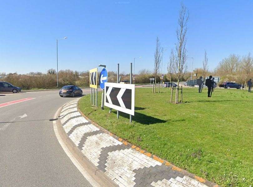 The crash happened on the Flanders Field roundabout on the A2042 in Ashford