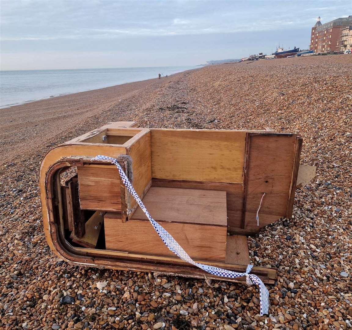 The object was first spotted bobbing in the sea on Thursday off the coast of Deal. Picture: Carol Fenton