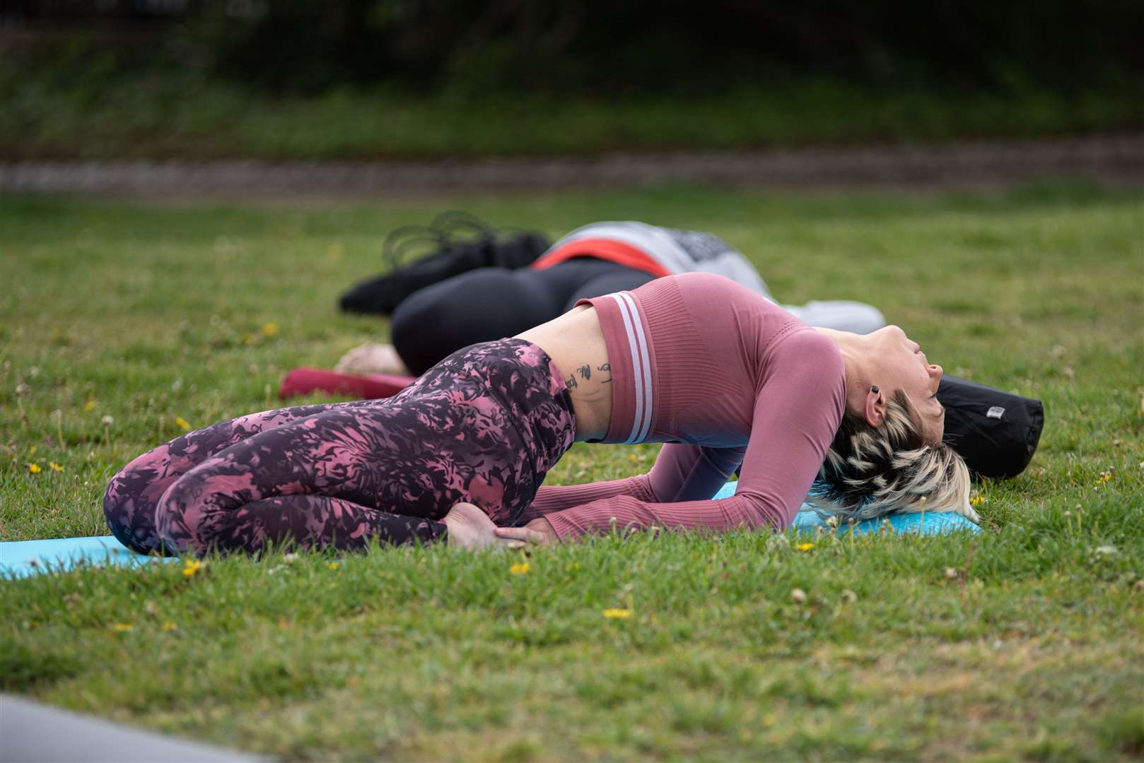 Stretching out yoga session