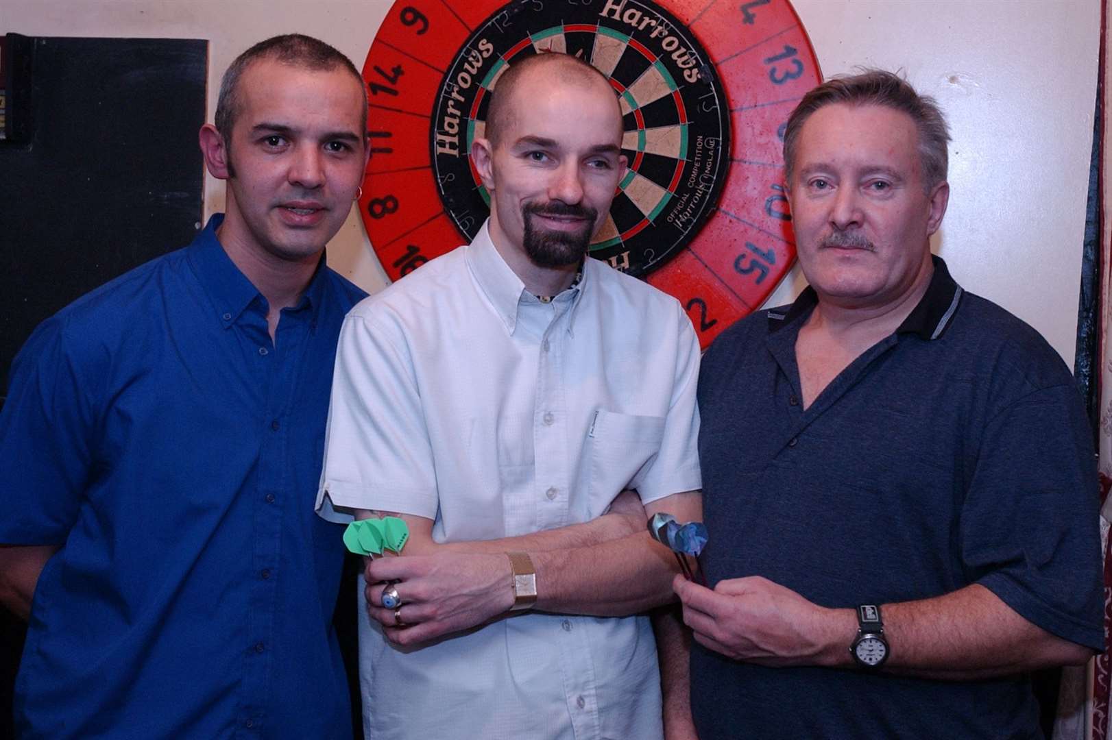 The Fant Arms inn dart players Rob Fuller, Mark Walker and Mick Dinnage - snapped in 2001