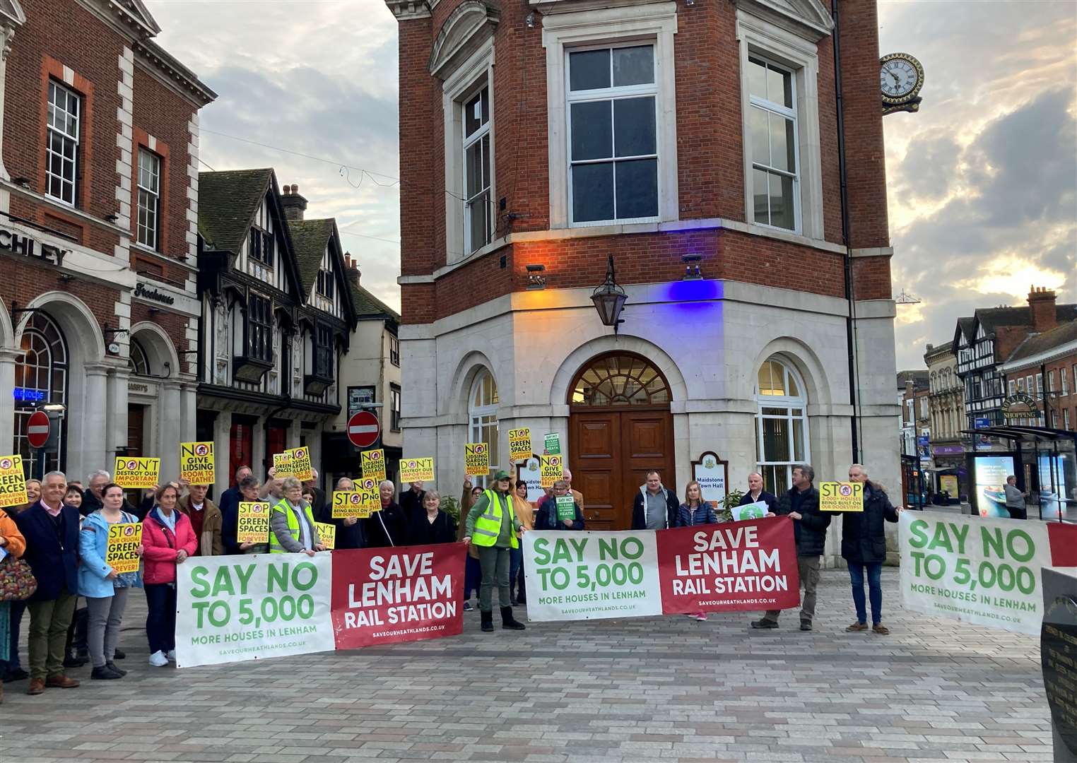 A protest held before the meeting