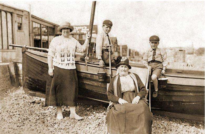 A grainy black and white version of family outing to Whitstable, circa 1925