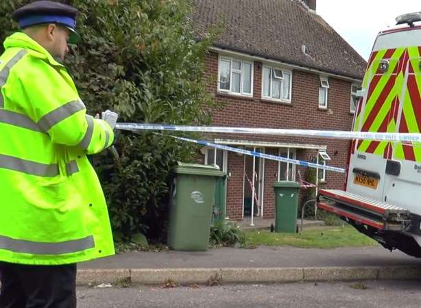 Police at the scene in Brokes Way.