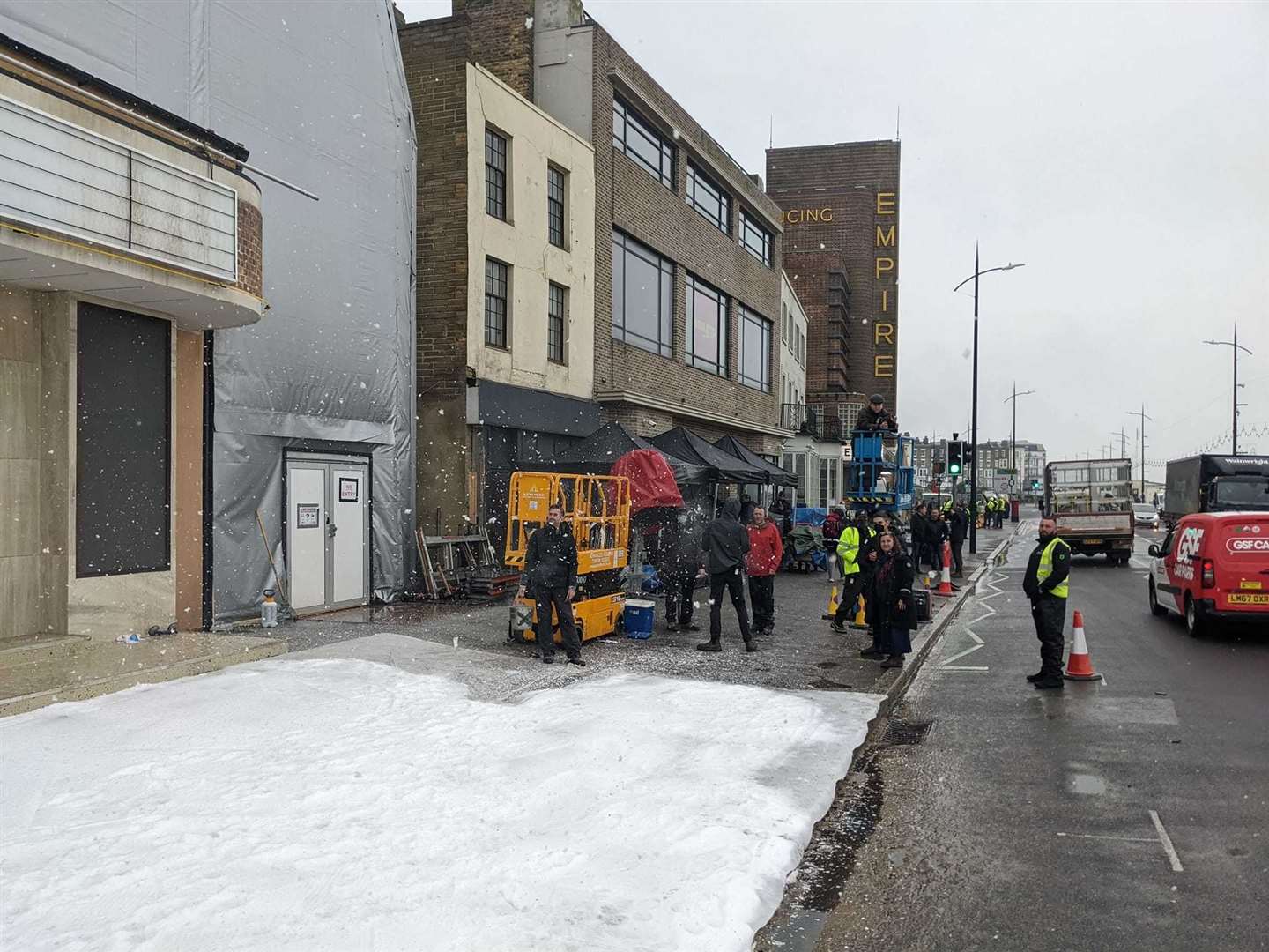 Fake snow used on the set of Empire of Light. Picture: Roy Foord