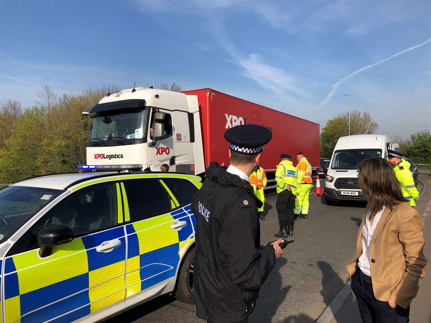 Lorry checks have been taking place at Brenley Corner on the M2. Picture: Helen Whately