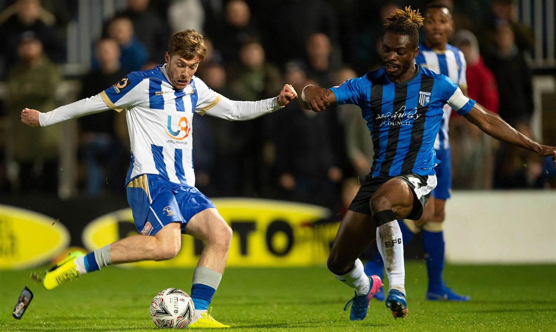 Gabriel Zakuani tries to close down Luke James. Picture: Ady Kerry