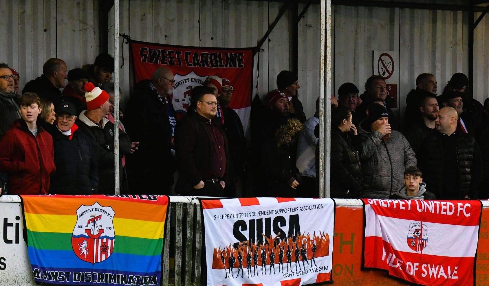 Sheppey supporters were out in numbers to watch their team beat Faversham 3-2 in an Isthmian South East derby. Picture: Marc Richards