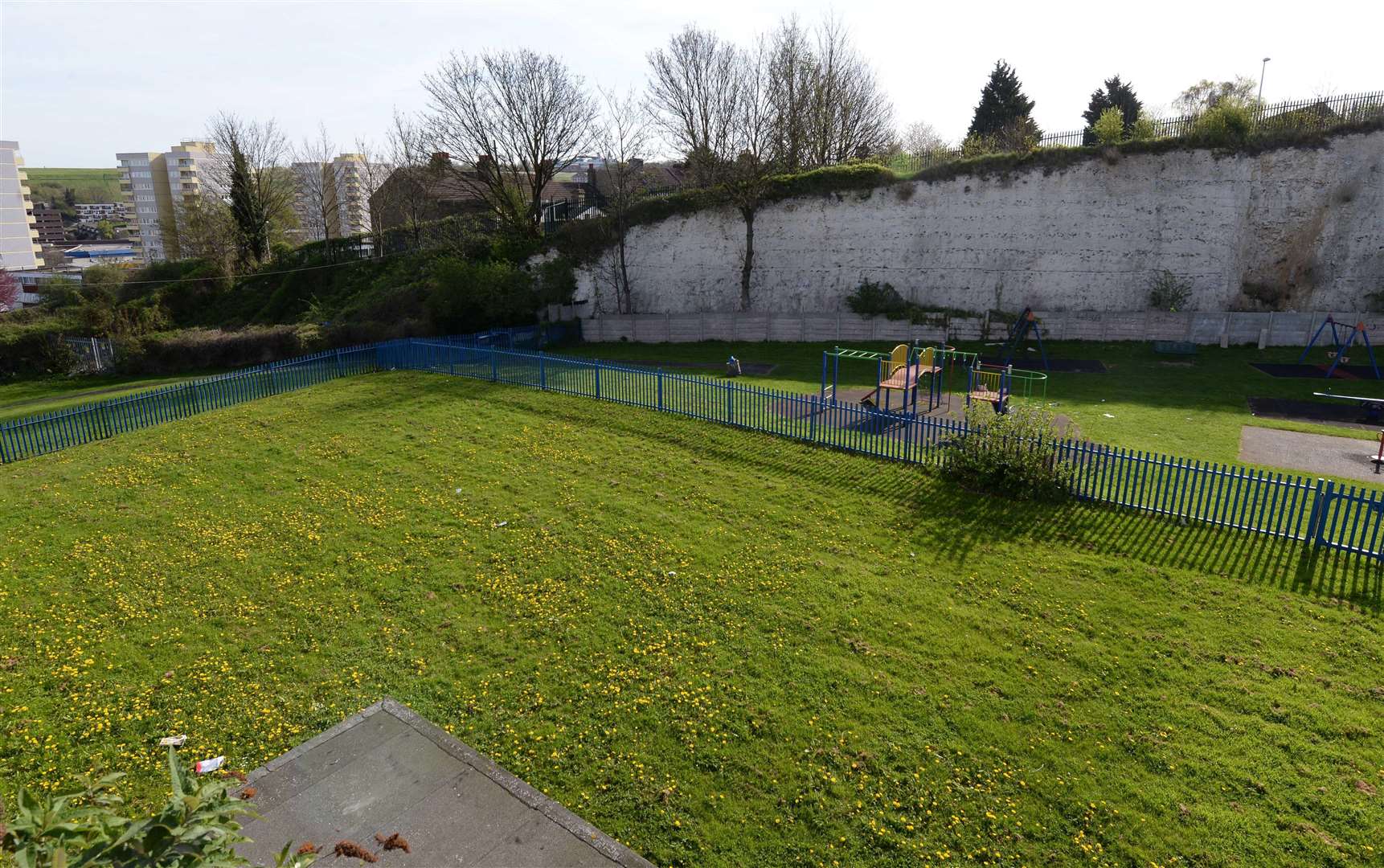 The play area around Jenkins Dale, Chatham, where the 18-month-old girl was 'scalped' by the dog. Picture: Steve Finn