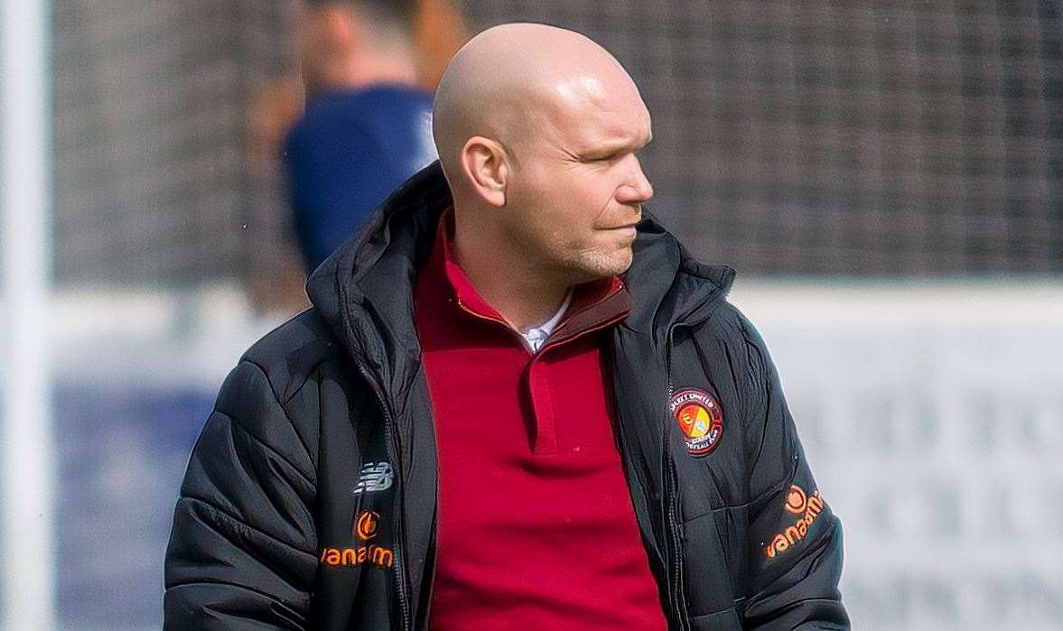 Danny Searle, takes his Ebbsfleet side to Accrington to face FC Halifax on Tuesday night. Picture: Ed Miller/EUFC