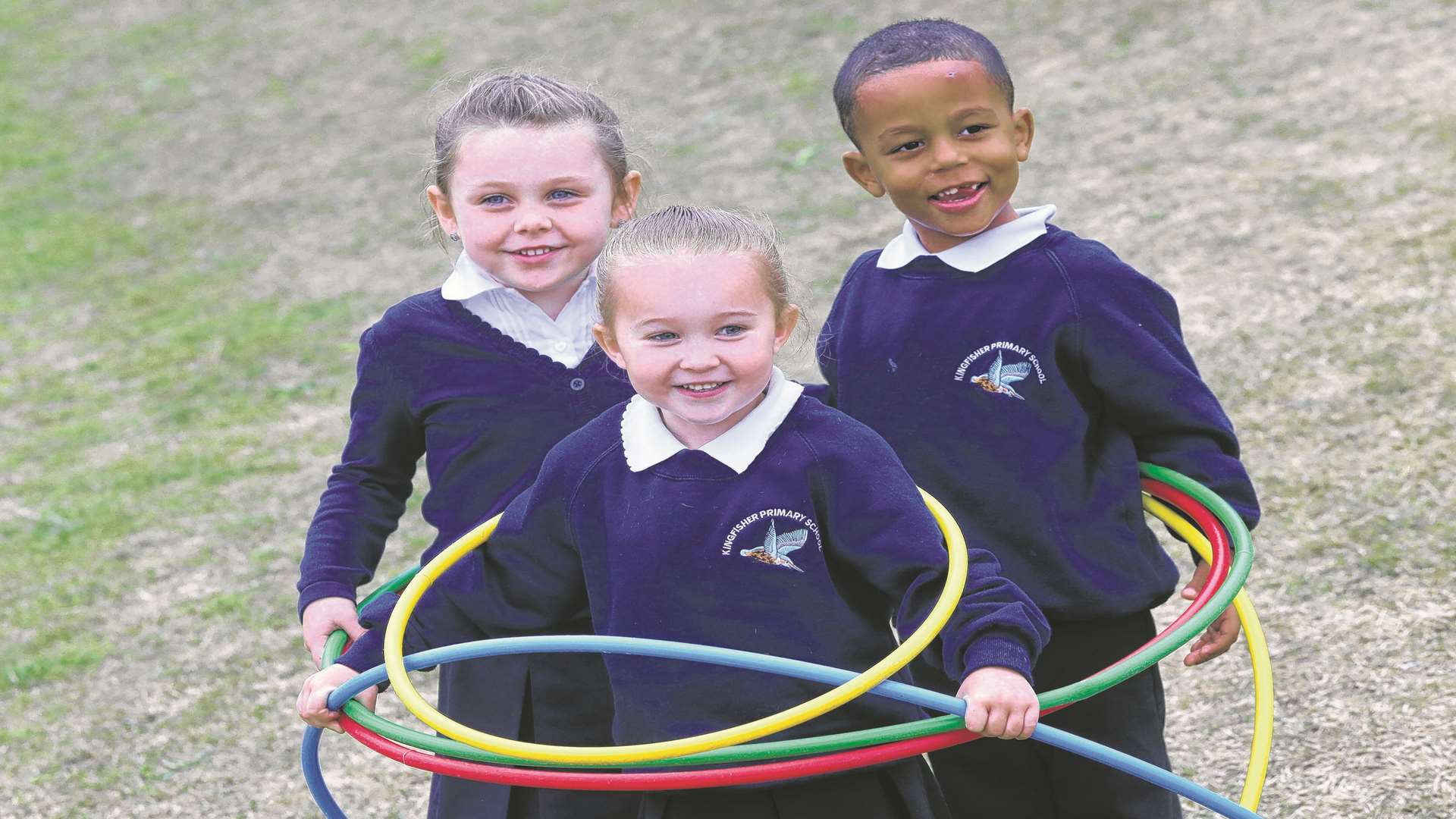 Savannah, four, Demi-Rose, four and Dele, five, at Kingfisher Primary School, Walderslade