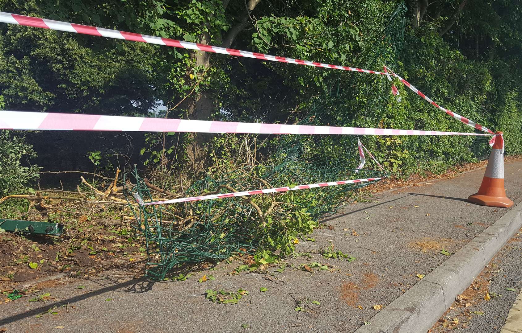 A cordon outside Cornwallis Academy, where a dump truck ploughed through a fence (14224158)