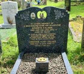 Kenneth Palmer and Christine Palmer's grave in Barming. Picture: Tanya Palmer