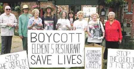 PROTEST: the campaigners outside the restaurant