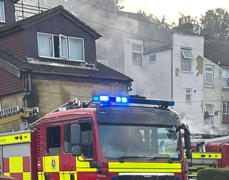 The blaze is suspected to have started at a car wash. Picture: Angela Louise Fox