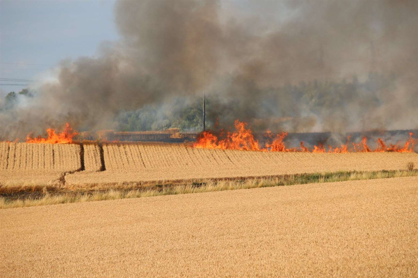 A huge fire has broken out in a field off Lower Rochester Road in Higham. Photo: Paul Aspinall