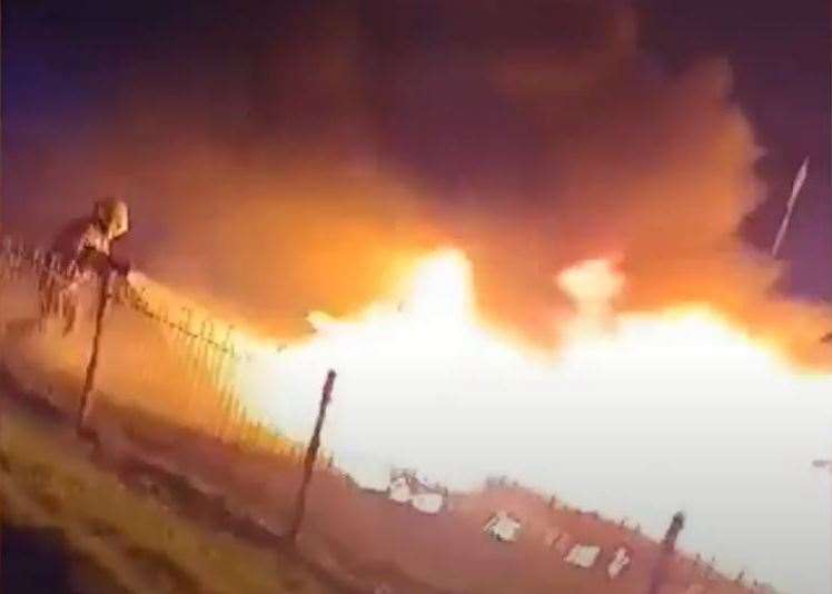 The climbing frame in Ashford on fire. Picture: Storm Barton