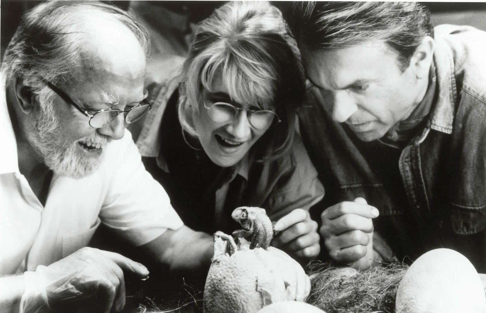 Classic Jurassic Park is on the line up. Pictured: John Hammon (Sir Richard Attenborough) Ellis (Laura Dern) and Alan (Sam Neil) watch as a baby Velociraptor hatches